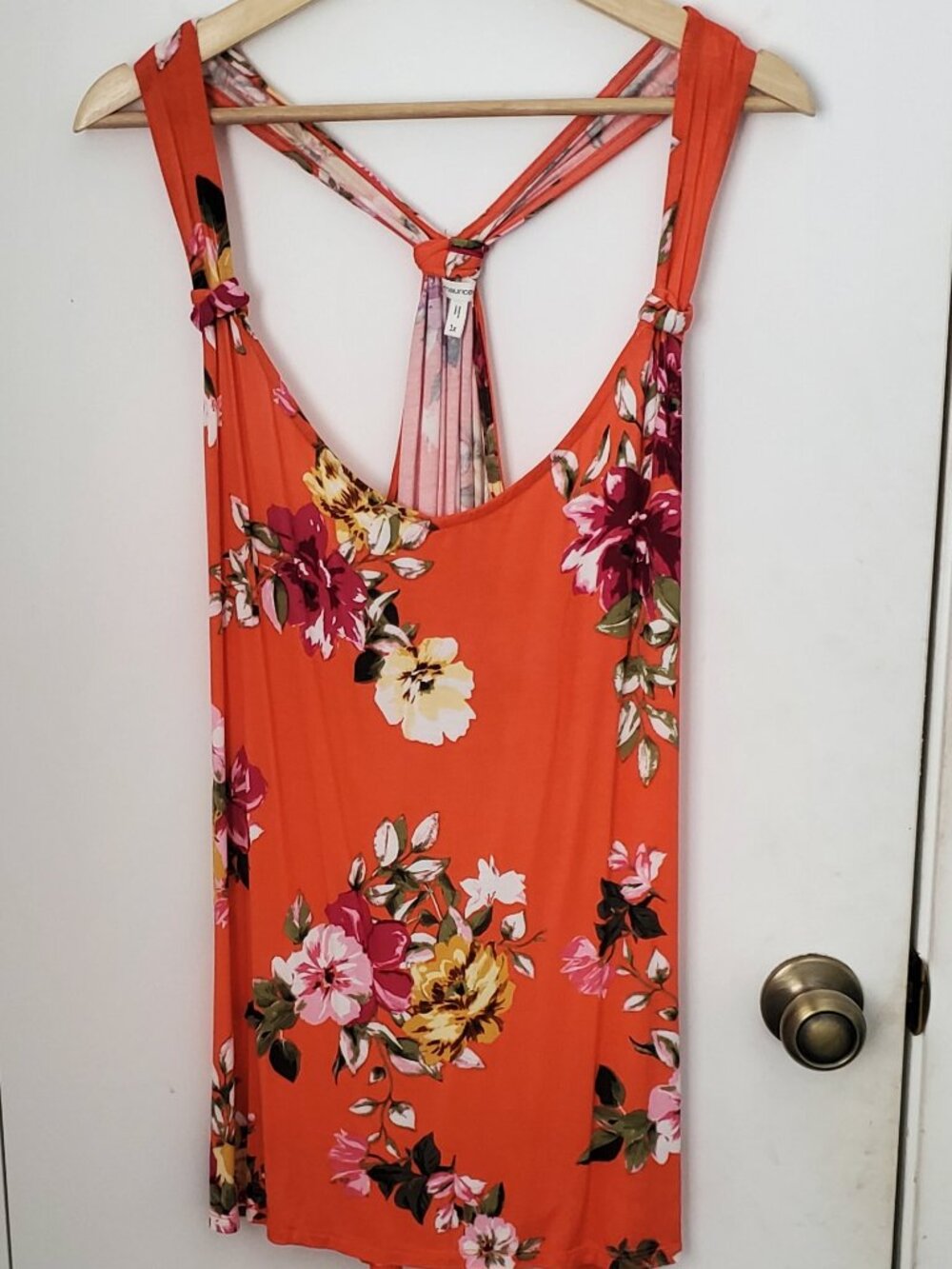 Maurices Coral Orange  Floral Tank Top Women's Size 1X